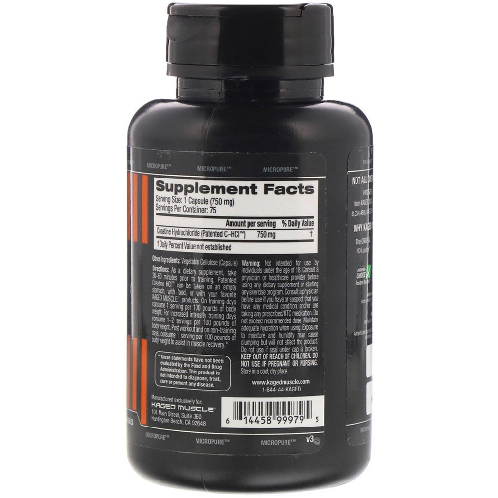 Kaged Muscle, Patented C-HCI, 75 Vegetarian Capsules