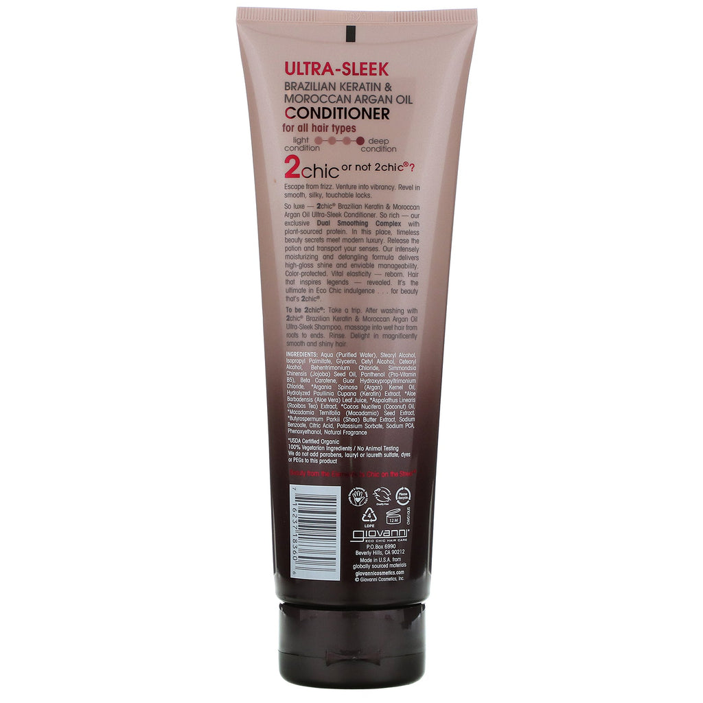 Giovanni, 2chic, Ultra-Sleek Conditioner, Brazilian Keratin & Argan Oil, 8.5 fl oz (250 ml)