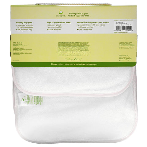 Green Sprouts, Stay-Dry Burp Pads, White, 5 Pack