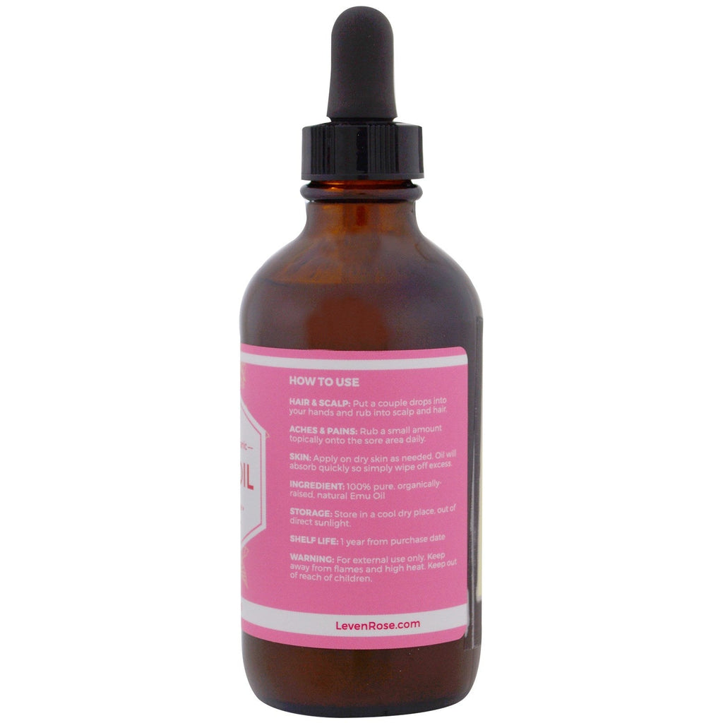 Leven Rose, 100% Pure &  Emu Oil, 4 fl oz (118 ml)