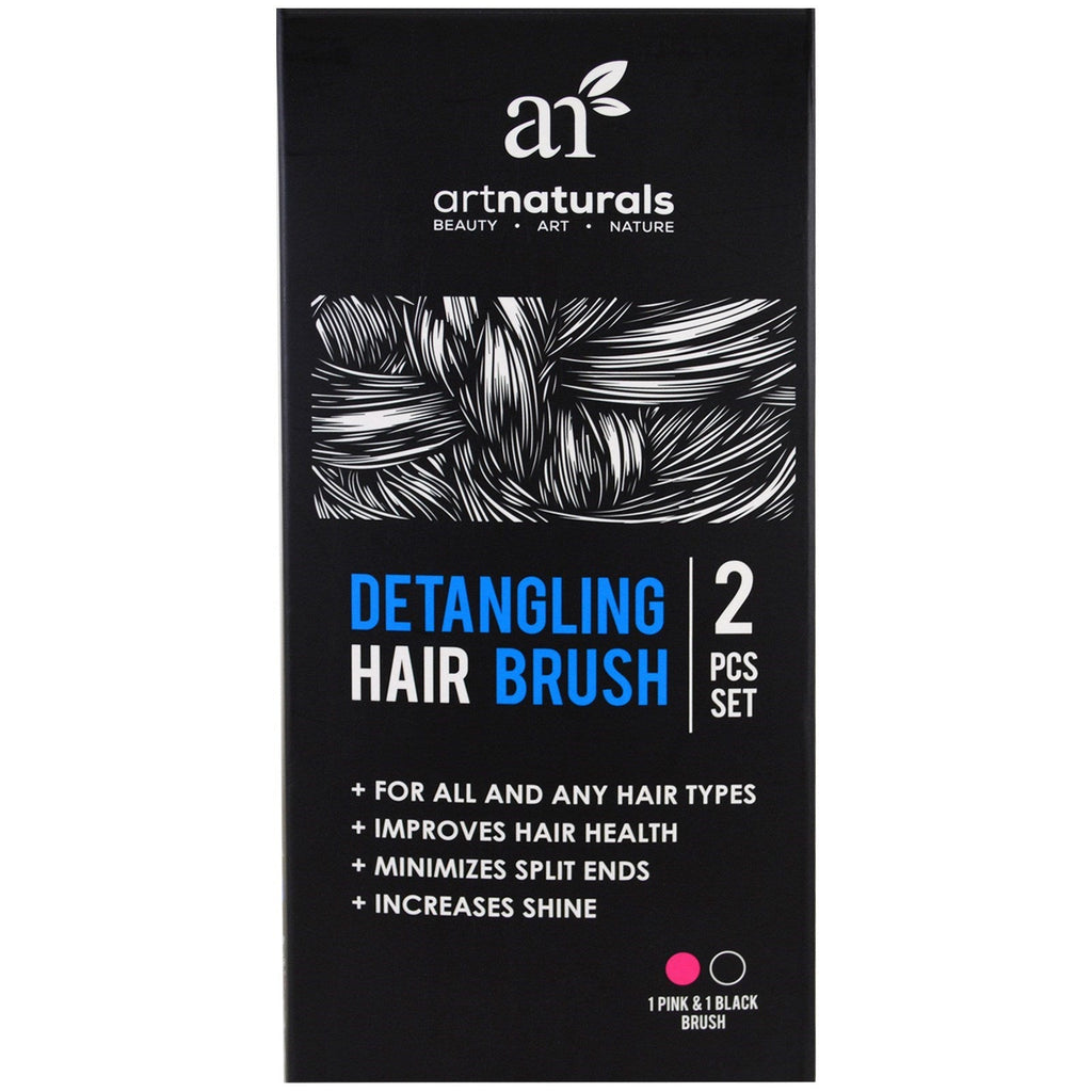 Artnaturals, Detangling Hair Brush, 2 Piece Set