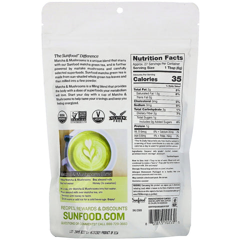 Sunfood, Superfoods,  Matcha & Mushrooms, 5.8 oz (165 g)