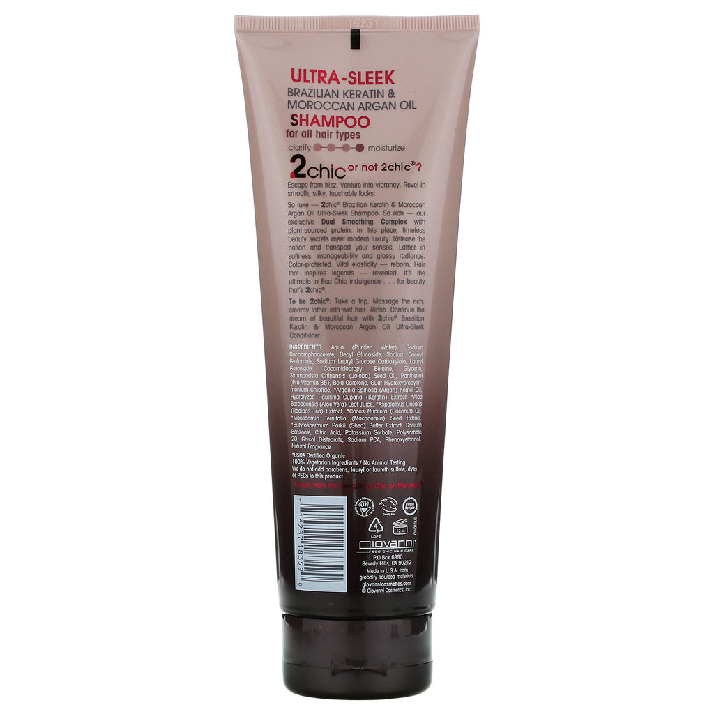 Giovanni, 2chic, Ultra-Sleek Shampoo, Brazilian Keratin & Argan Oil, 8.5 fl oz (250 ml)