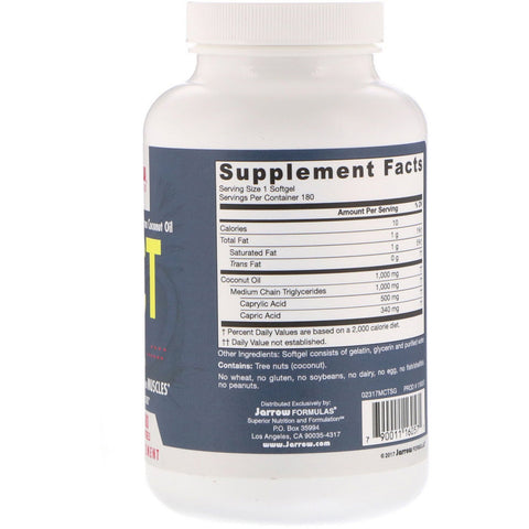 Jarrow Formulas, MCT Oil, 1,000 mg, 180 Softgels