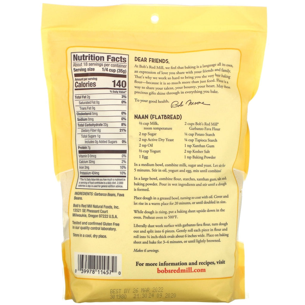 Bob's Red Mill, Garbanzo Fava Flour, Stone Ground, 22 oz (624 g)