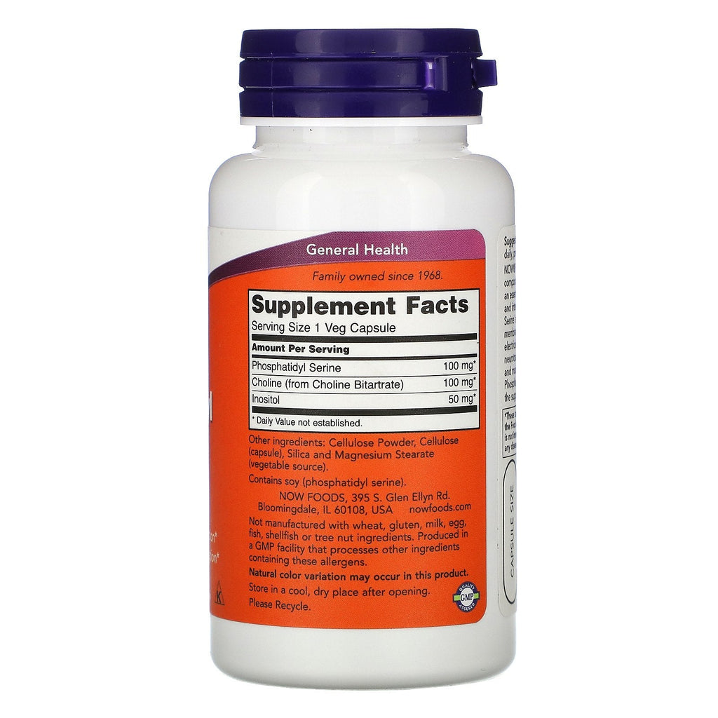 Now Foods, Phosphatidyl Serine, 100 mg, 60 Veg-kapsler