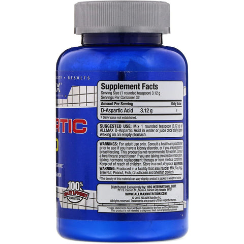 ALLMAX Nutrition, D-Aspartic Acid, 3.53 oz (100 g)