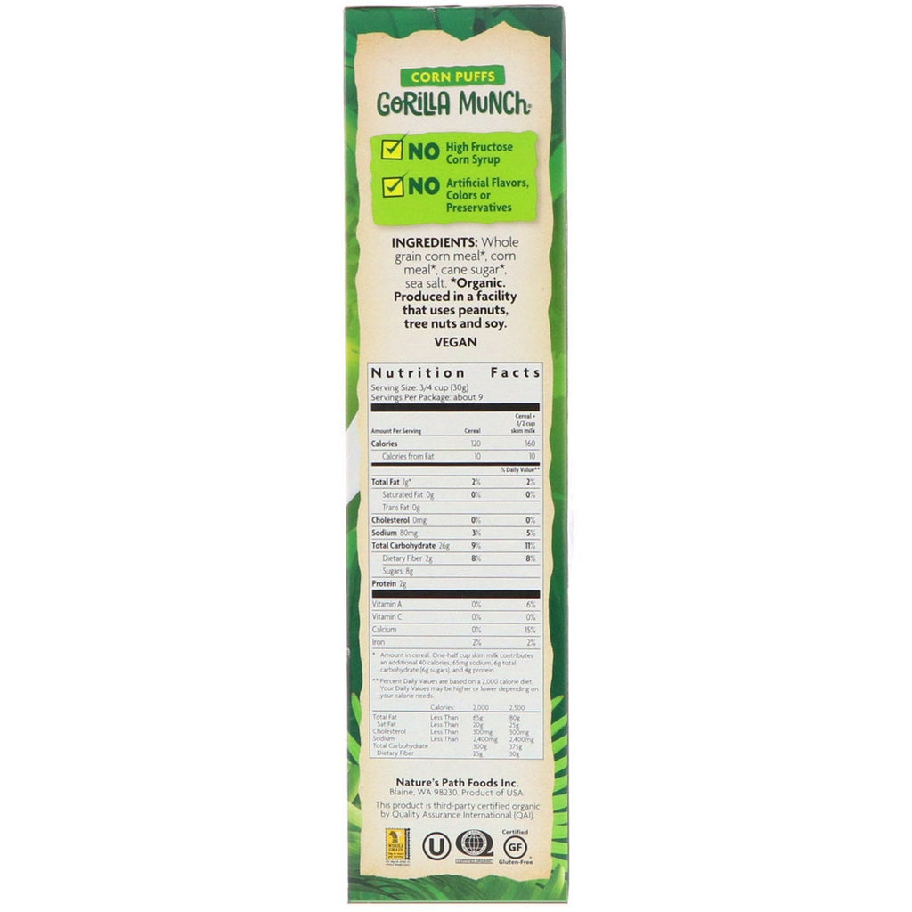 Nature's Path, EnviroKidz,  Corn Puffs Gorilla Munch Cereal, 10 oz (284 g)