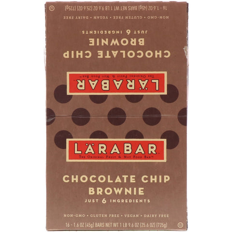 Larabar, The Original Fruit & Nut Food Bar, Chocolate Chip Brownie, 16 Bars, 1.6 oz (45 g) Each