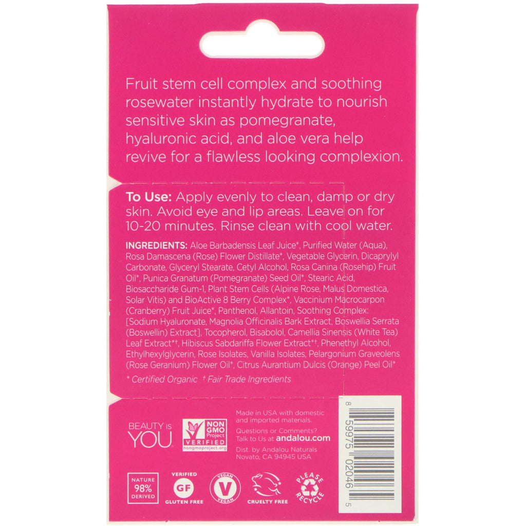 Andalou Naturals, Instant Soothing, 1000 Roses Rosewater Beauty Face Mask, .28 oz (8 g)