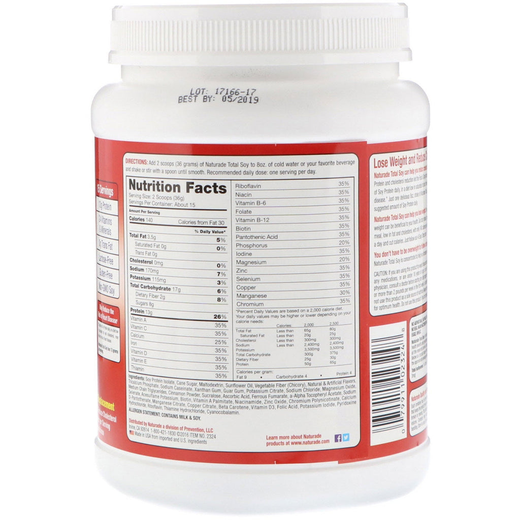 Naturade, Total Soy, Weight Loss Shake, Horchata, 1.2 lbs (540 g)
