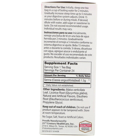 21st Century, Herbal Slimming Tea, Cranraspberry, Caffeine Free, 24 Tea Bags, 1.6 oz (45 g)