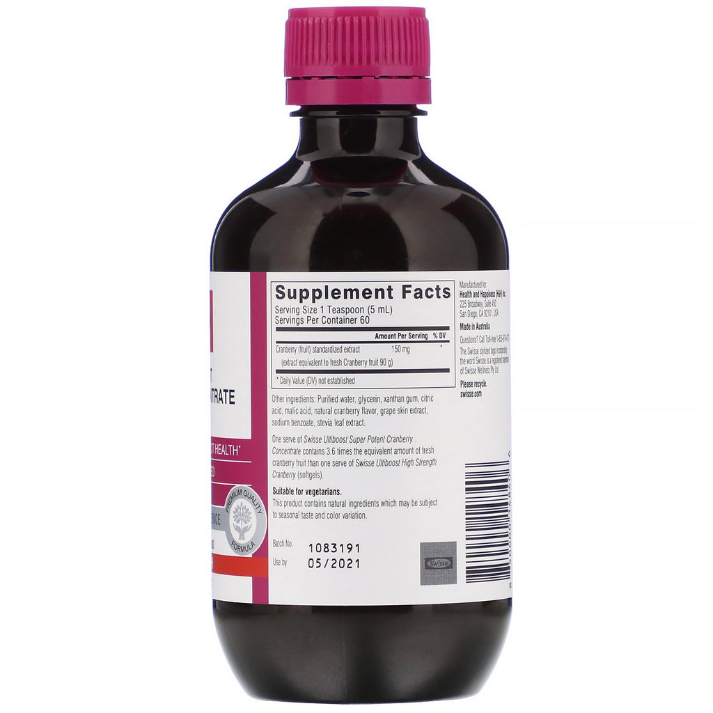 Swisse, Ultiboost, Super Potent Cranberry Concentrate, 90,000 mg, 10.1 fl oz (300 ml)