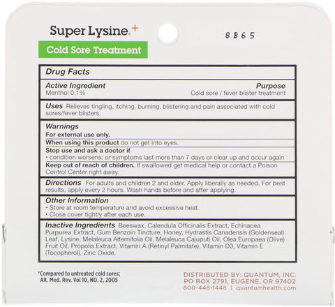 Quantum Health, Super Lysine+, Cold Sore Treatment, .75 oz (21 g)