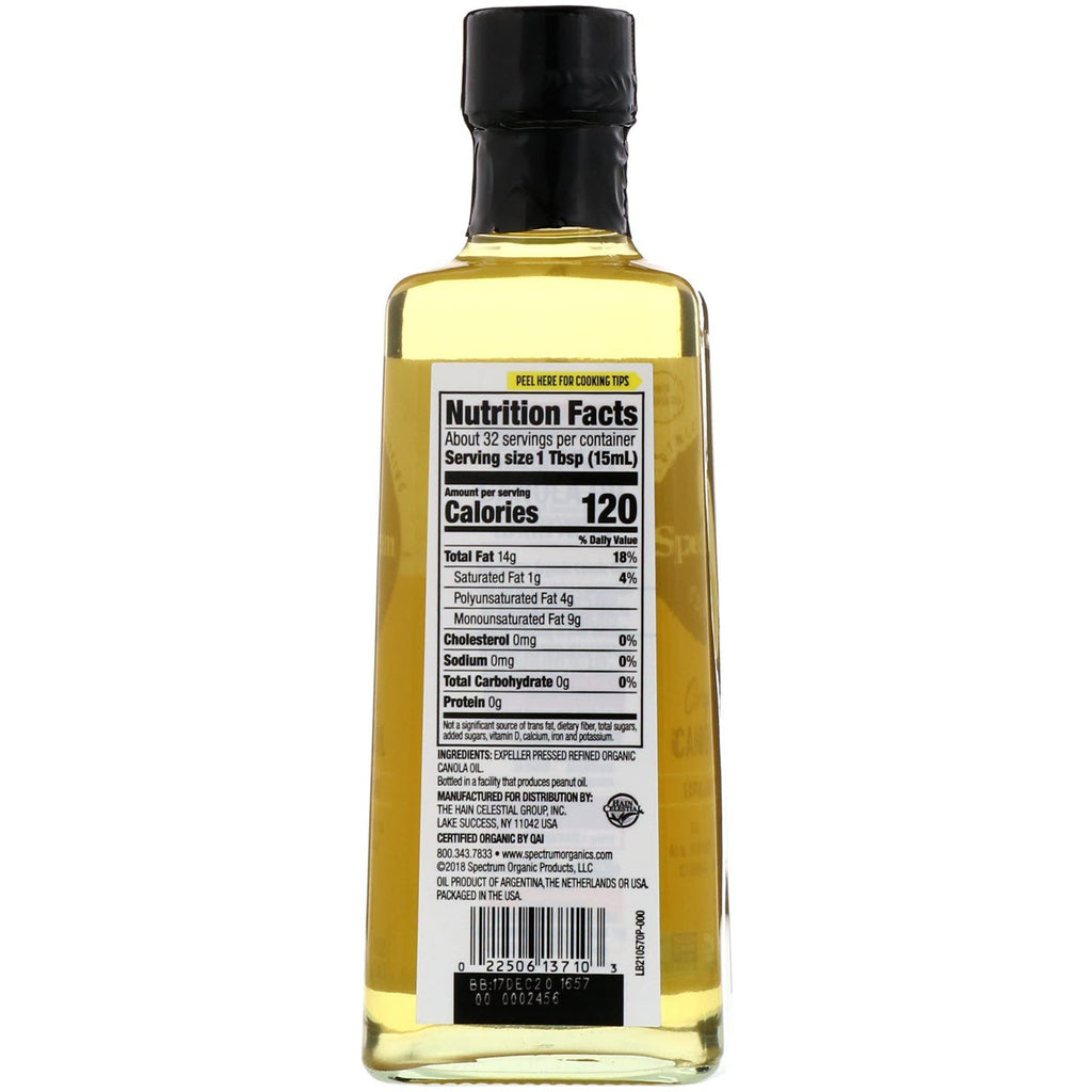 Spectrum Culinary,  Canola Oil, Expeller Refined, 16 fl oz (473 ml)