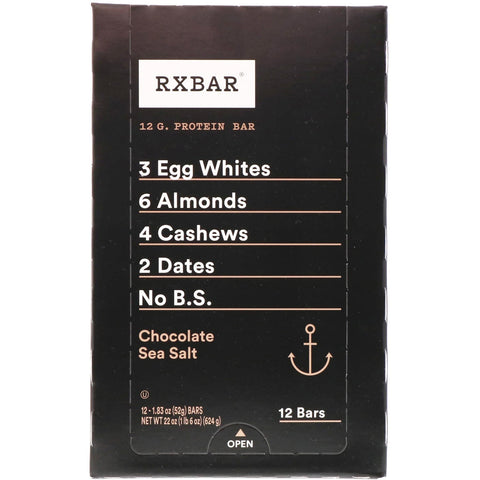 RXBAR, Protein Bar, Chocolate Sea Salt, 12 Bars, 1.83 oz (52 g) Each