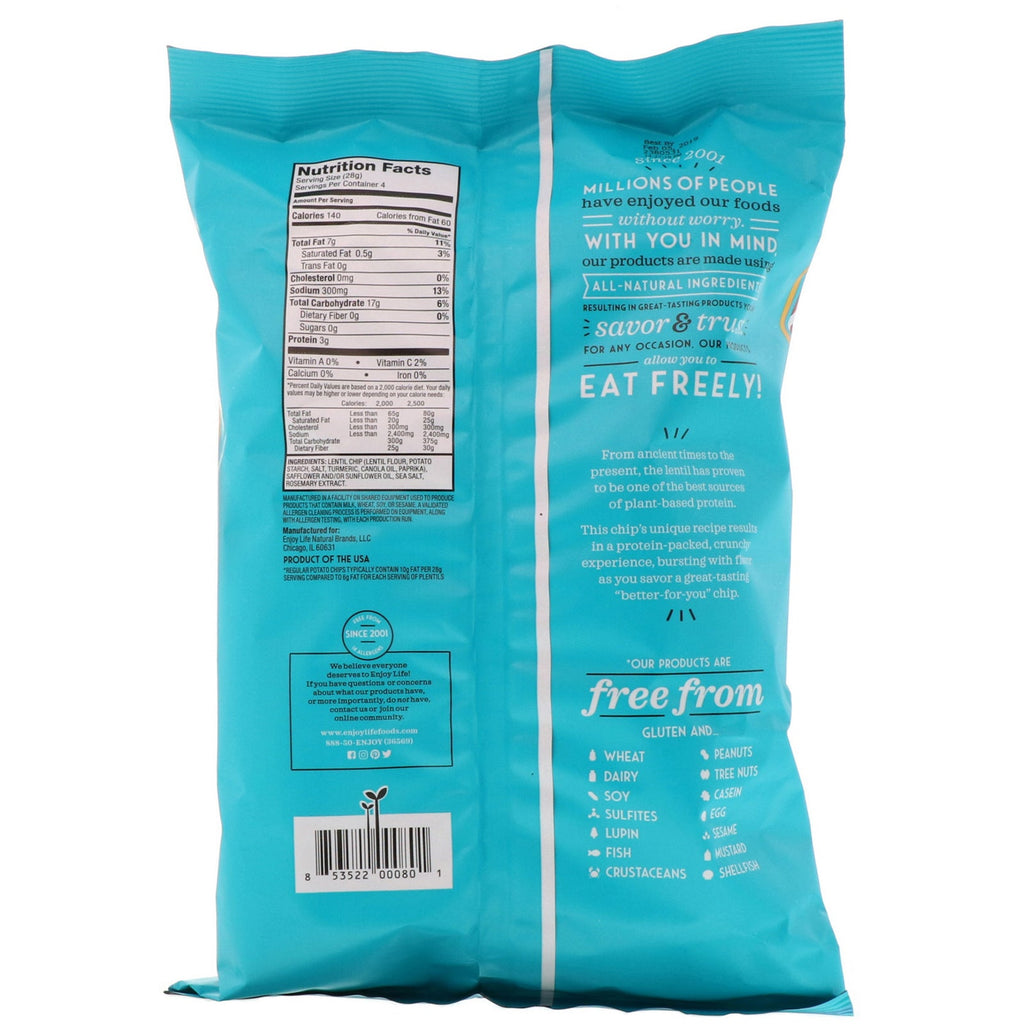 Nyd Life Foods, lette og luftige linsechips, havsalt, 4 oz (113 g)