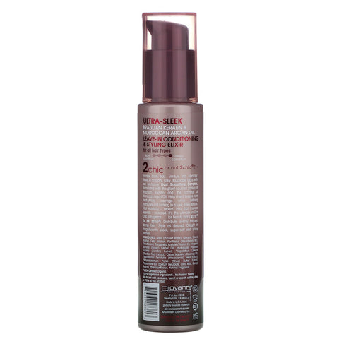 Giovanni, 2chic, Ultra-Sleek Leave-In Conditioning & Styling Elixir, Brazilian Keratin & Argan Oil, 4 fl oz (118 ml)