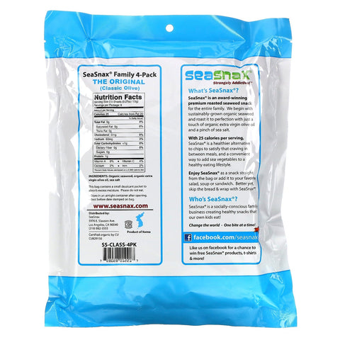 SeaSnax,  Premium Roasted Seaweed, The Original, 20 Large Sheets, 2.16 oz (60 g)