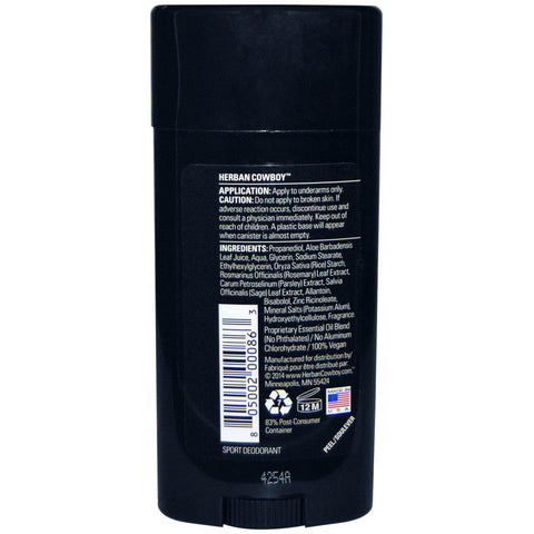 Herban Cowboy, Sport, Maximum Protection Deodorant, 2.8 oz (80 g)