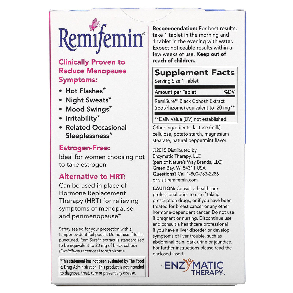 Enzymatisk terapi, Remifemin, overgangsalderlindring, 120 tabletter