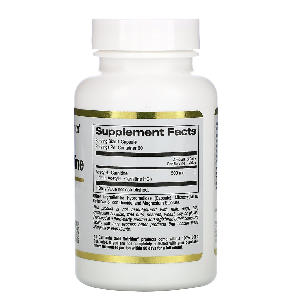 California Gold Nutrition, Acetyl-L-Carnitine, 500 mg, 60 Veggie Capsules