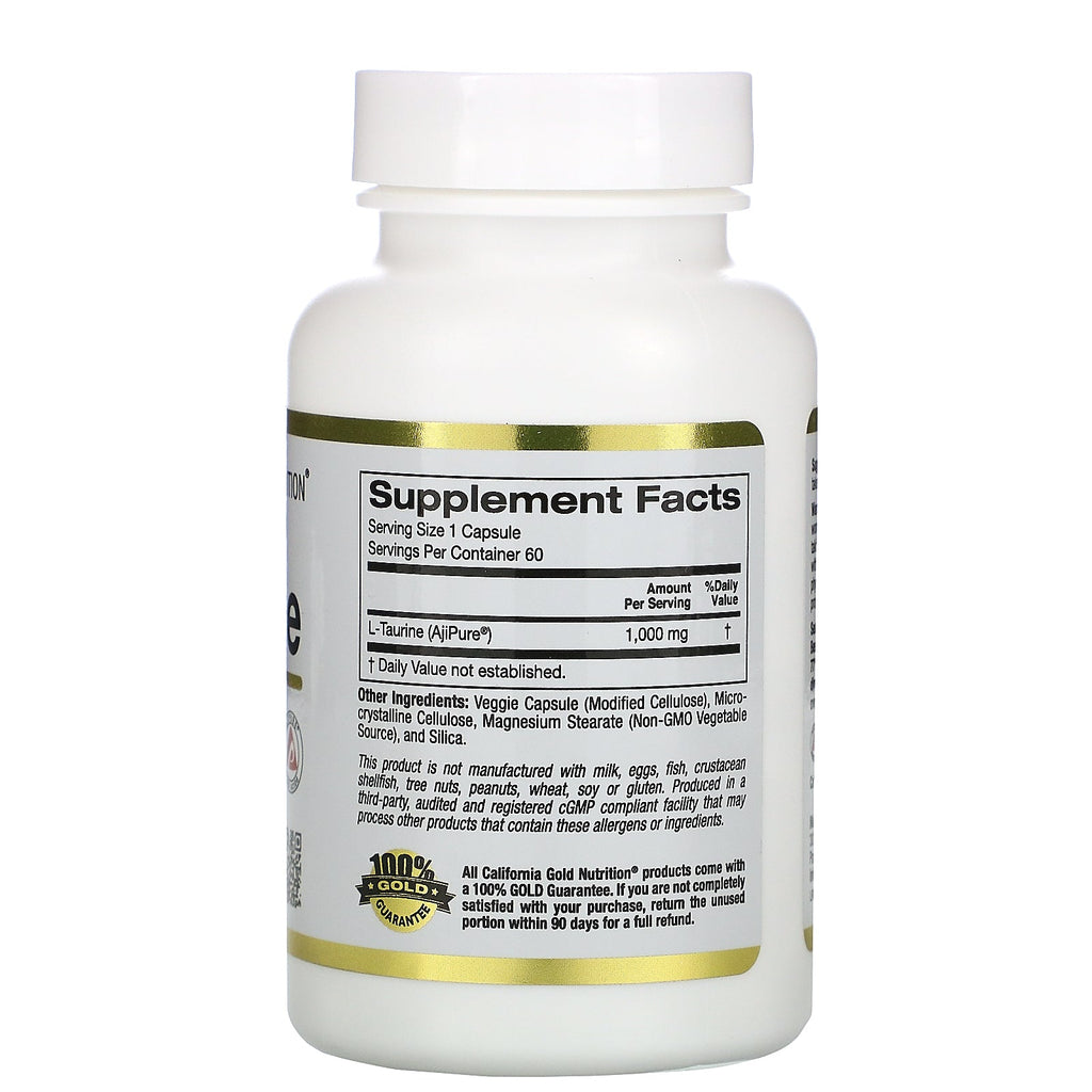 California Gold Nutrition, L-Taurine, AjiPure, 1,000 mg, 60 Veggie Capsules