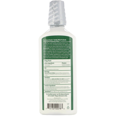 The Natural Dentist, Healthy White, Pre-Brush Antigingivitis/Antiplaque Rinse, Clean Mint, 16.9 fl oz (500 ml)