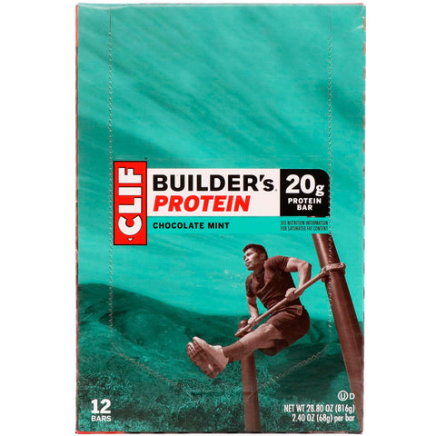 Clif Bar, Builder's Protein Bar, Chocolate Mint, 12 Bars, 2.40 oz (68 g) Each