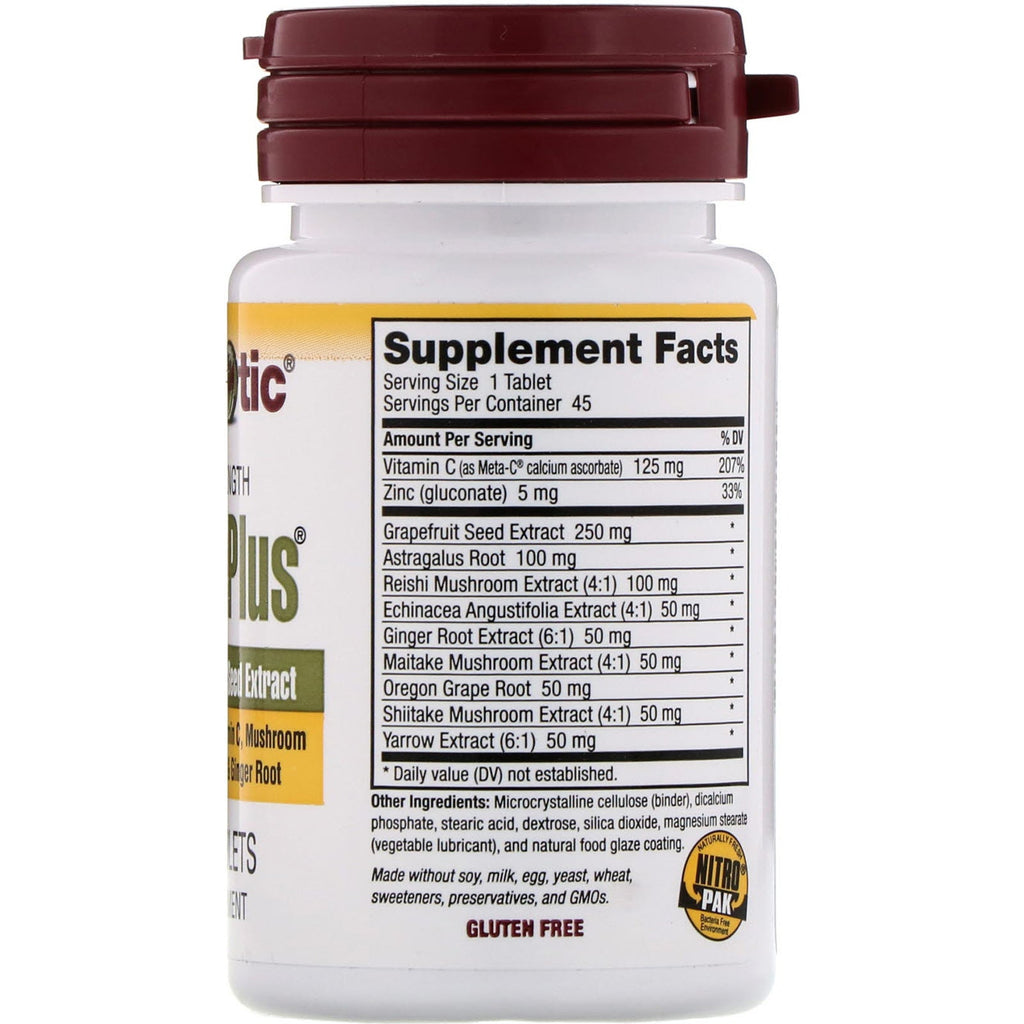 NutriBiotic, DefensePlus, Maximum Strength, 45 Vegan Tablets