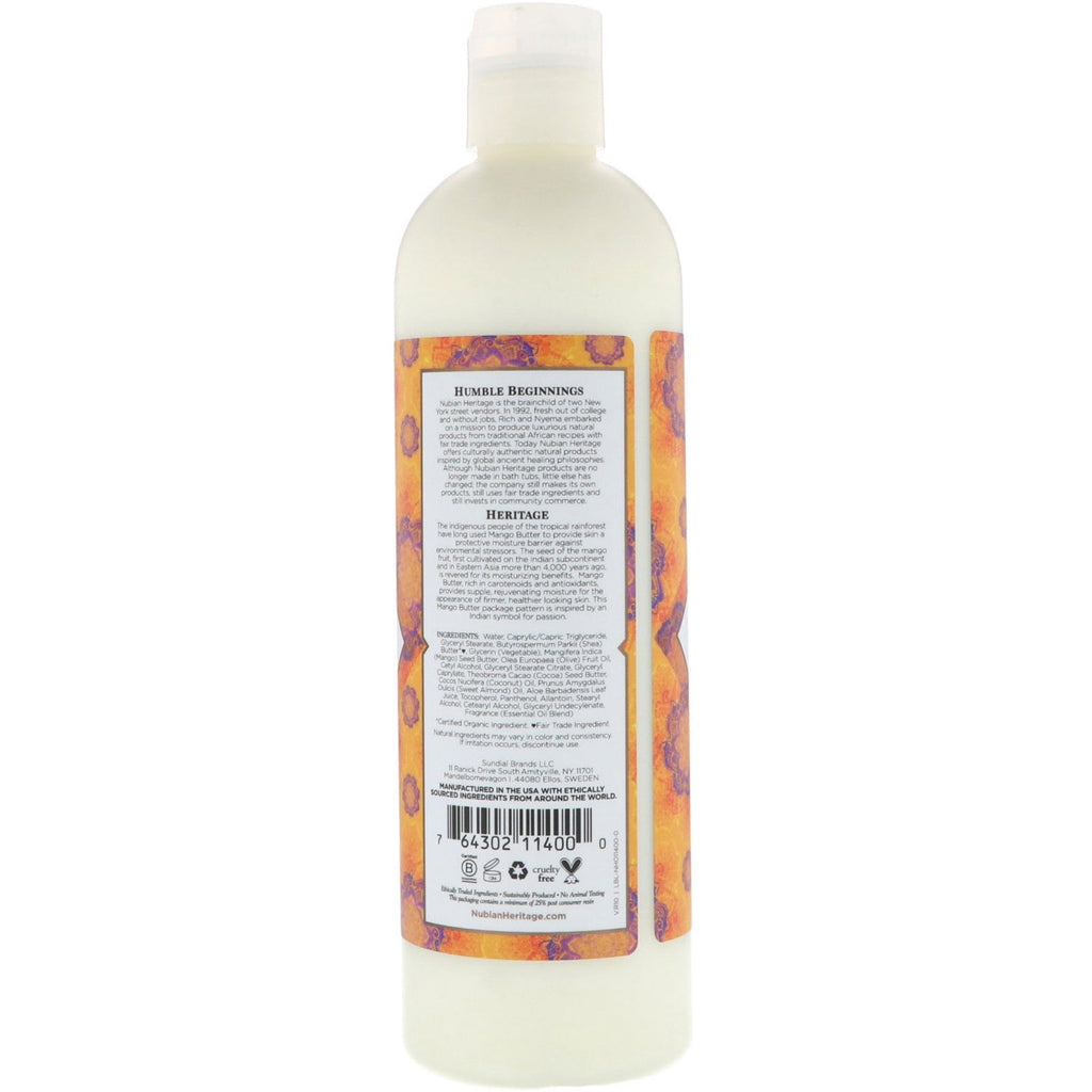 Nubian Heritage, Body Lotion, Mango Butter, 13 fl oz (384 ml)