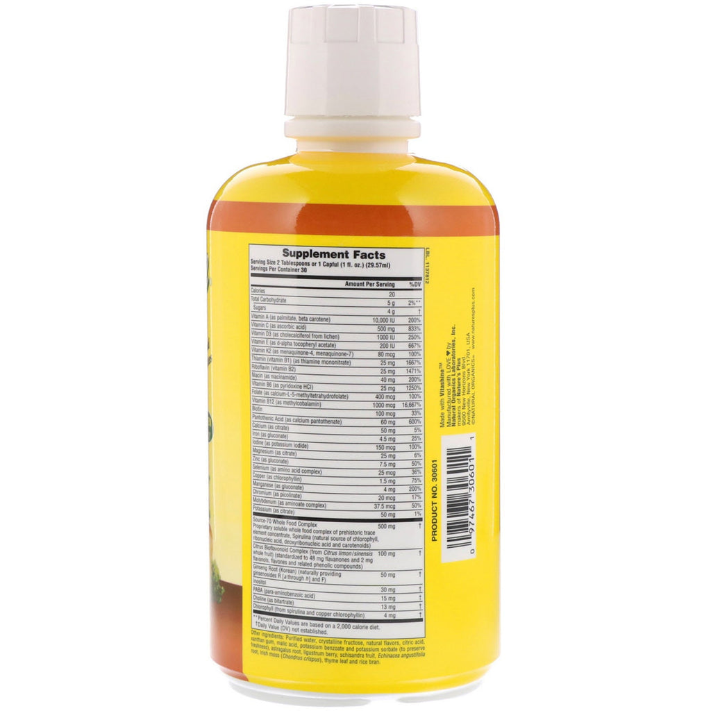 Nature's Plus, Source of Life, Liquid Multi-Vitamin & Mineral Supplement with Whole Food Concentrates, Tropical Fruit Flavor, 30 fl oz (887.10 ml)