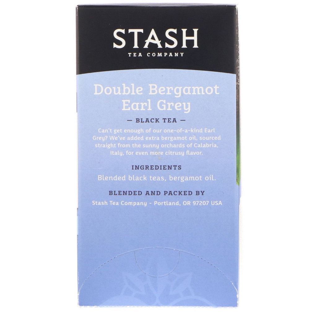 Stash Tea, Black Tea, Double Bergamot Earl Grey, 18 Tea Bags, 1.1 oz (33 g)