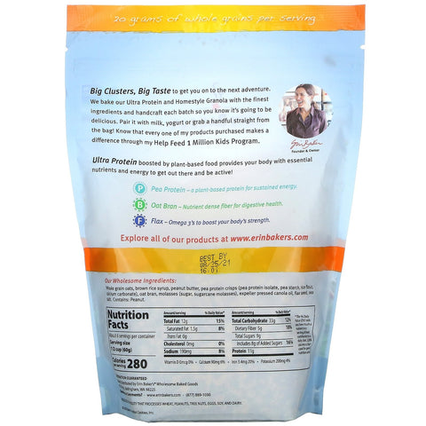 Erin Baker's, Ultra Protein Granola with Pea Protein, Peanut Butter, 12 oz (340 g)