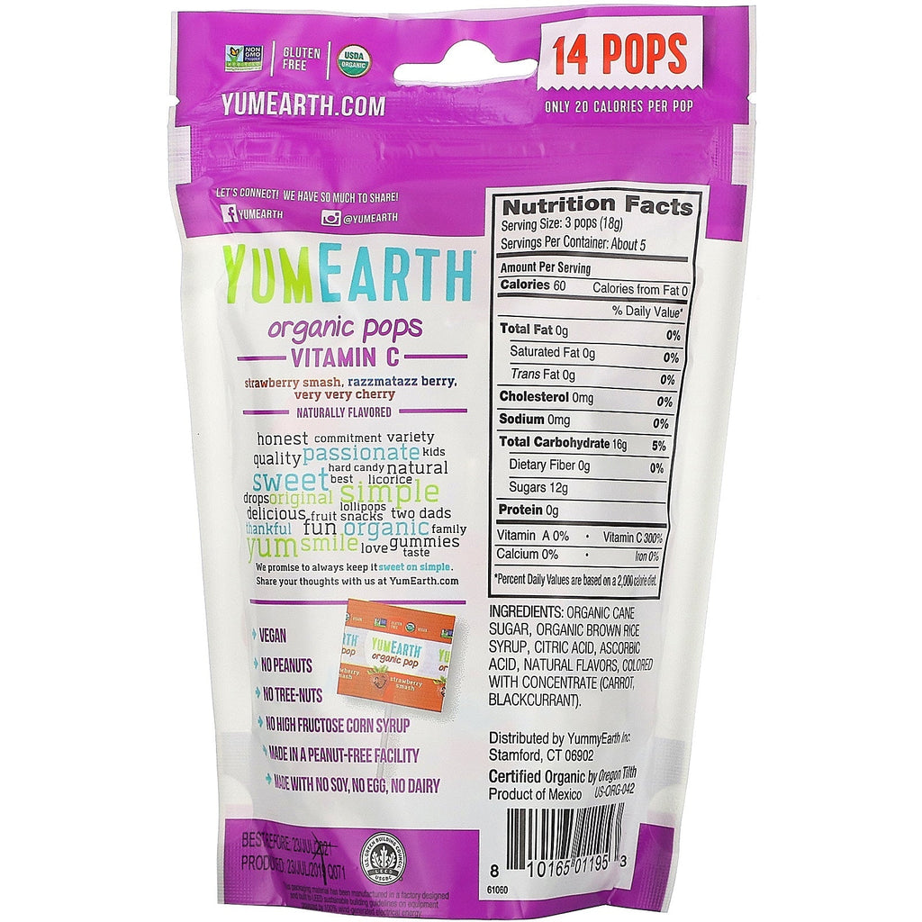 YumEarth,  Vitamin C Pops, 14 Pops, 3 oz (85 g)