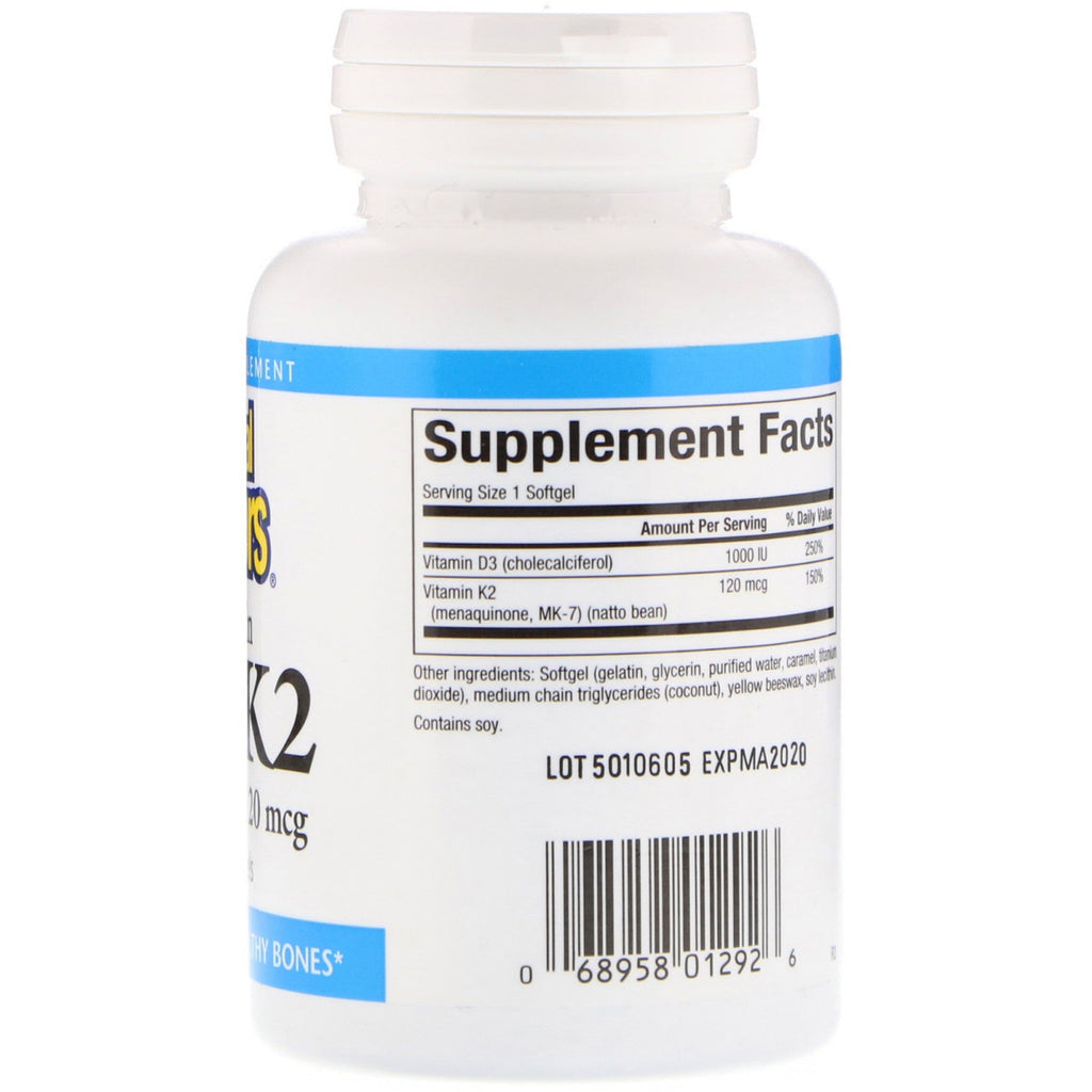 Natural Factors, Vitamin D3 & K2, 60 Softgels