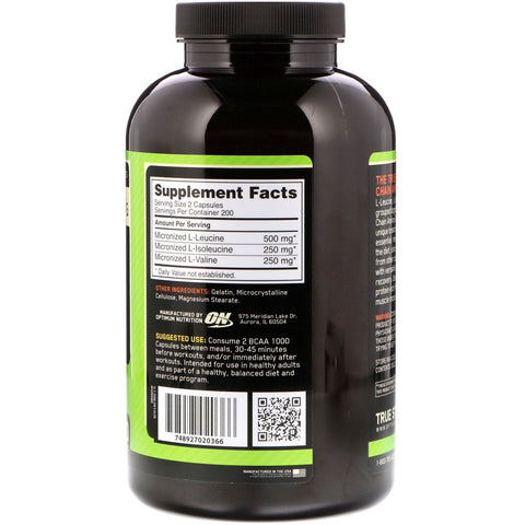 Optimum Nutrition, BCAA 1000 Caps, Mega-Size, 1 g, 400 Capsules