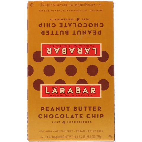 Larabar, The Original Fruit & Nut Food Bar, Peanut Butter Chocolate Chip, 16 Bars, 1.6 oz (45 g) Each