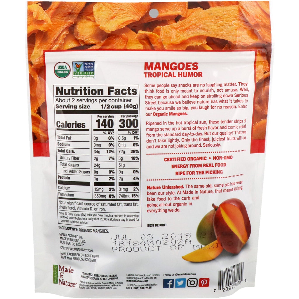 Lavet i naturen, tørret mango søde og syrlige supersnacks, 3 oz (85 g)
