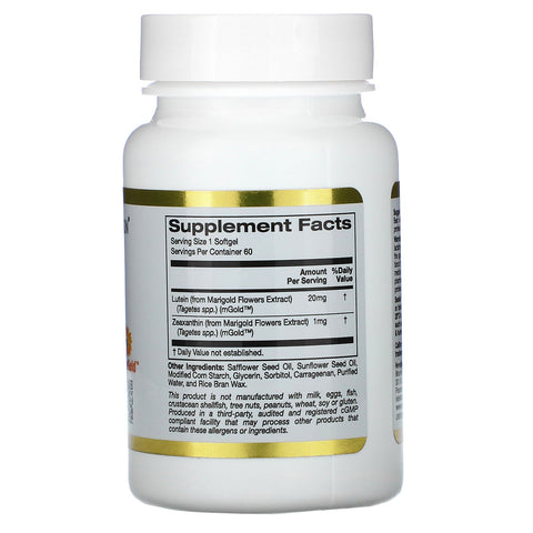 California Gold Nutrition, Lutein with Zeaxanthin, 20 mg, 60 Veggie Softgels