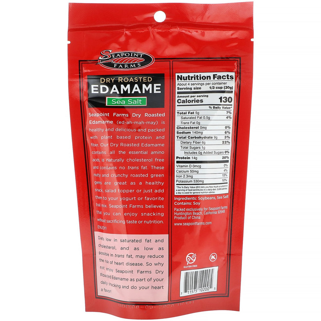 Seapoint Farms, Dry Roasted Edamame, Sea Salt, 4 oz (113 g)