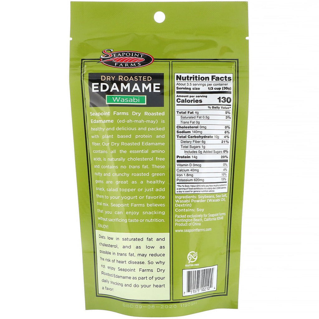 Seapoint Farms, Dry Roasted Edamame, Wasabi, 3.5 oz (99 g)