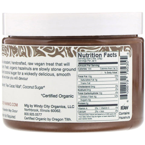 Rawmio, Chocolate Hazelnut Spread, 6 oz (170 g)