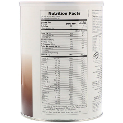 Nature's Plus, Spiru-Tein, High Protein Energy Meal, Chocolate, 2.1 lbs. (952 g)