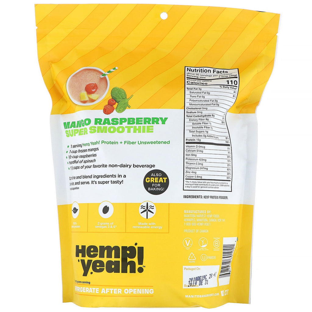 Manitoba Harvest, Hemp Yeah!, Unsweetened, 32 oz (907 g)