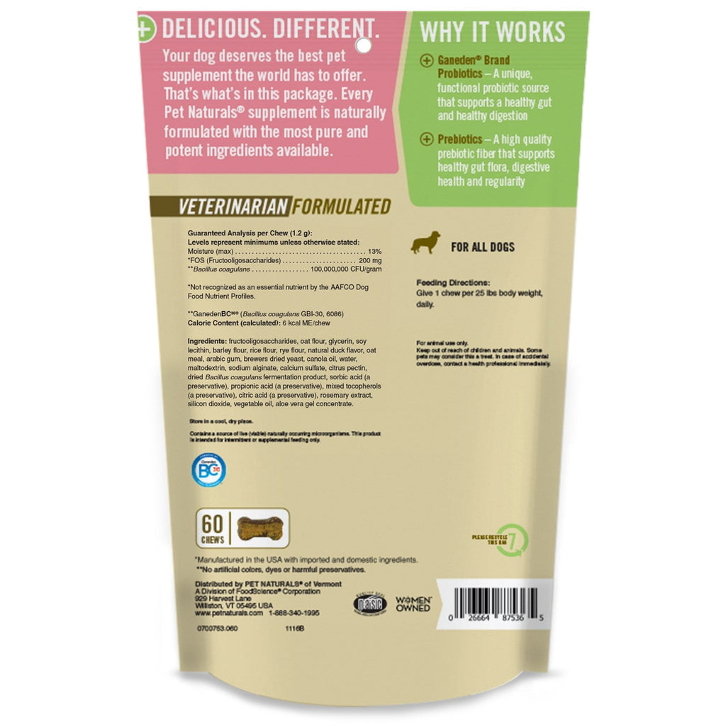 Pet Naturals of Vermont, Daily Probiotic, For Dogs of All Sizes, 60 Chews, 2.55 oz (72 g)