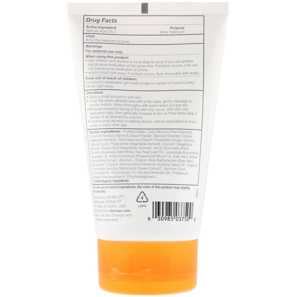 Derma E, Deep Pore Acne Scrub, 2% Salicylic Acid & Anti-Blemish Complex, 4 oz (113 g)