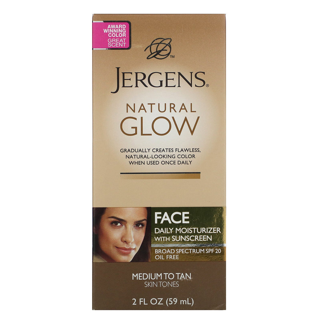 Jergens, Natural Glow, Face Daily Moisturizer, SPF 20, Medium to Tan, 2 fl oz (59 ml)