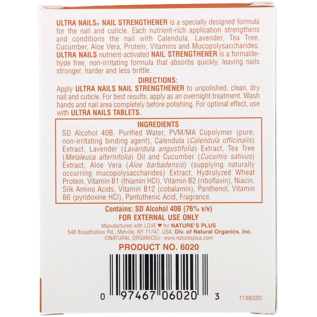 Nature's Plus, Ultra Nails, Nail Strengthener, 1/4 fl oz (7.4 ml)