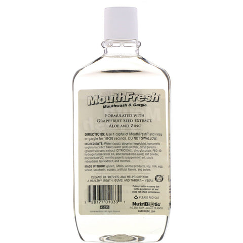 NutriBiotic, Mouth Fresh, Mouthwash & Gargle, Refreshing Peppermint, 16 fl oz (473 ml)